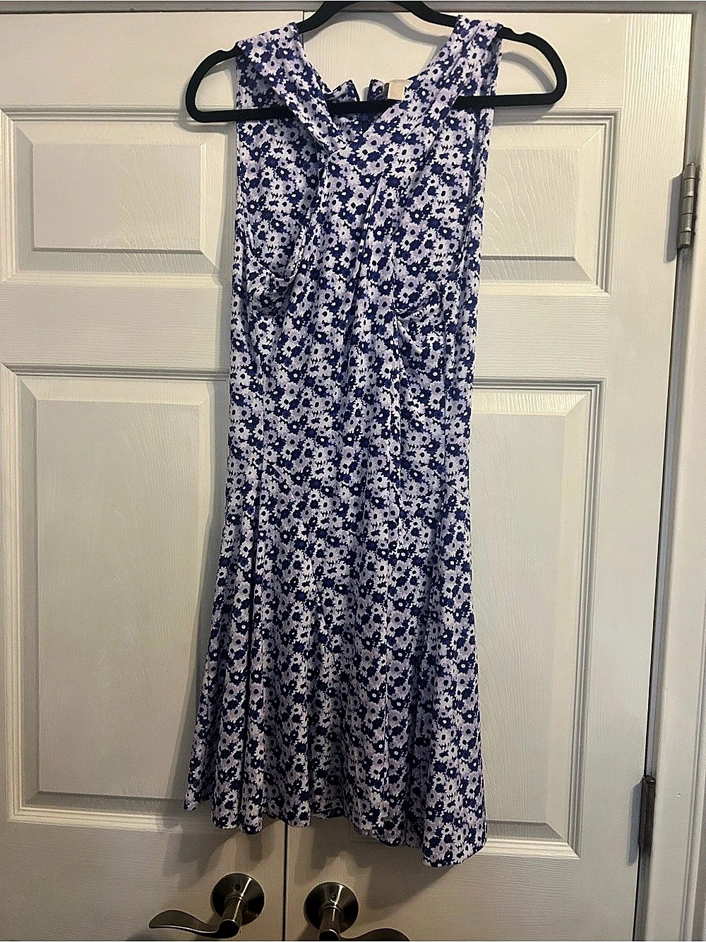 Michael Kors Blue & White Floral Midi Dress Size Large Like New